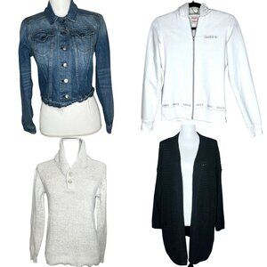 Women’s Sweater Jacket Lot 4 Guess Express Great Northwest Cardigan Denim Small